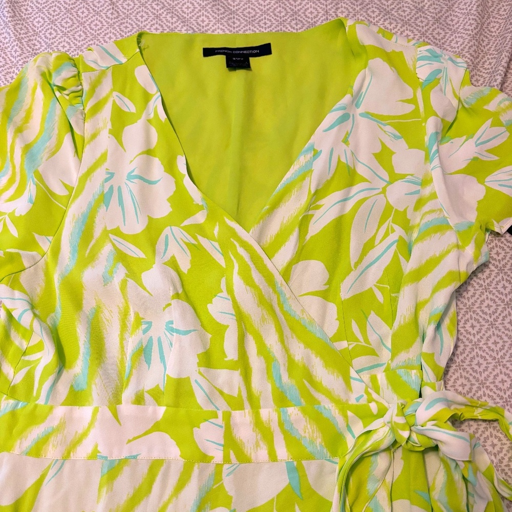 NWT French Connection Neon Green Wrap Around Dress
